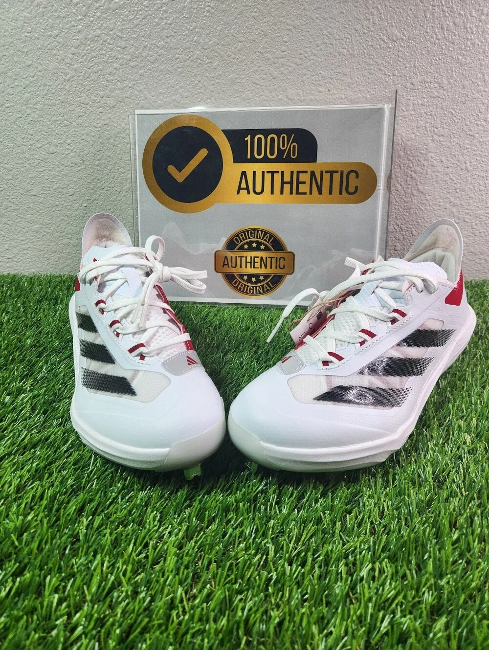 adidas Adizero Impact Baseball Cleats White Black Power Red Men Size 6.5/ IF8500 - Picture 3 of 10